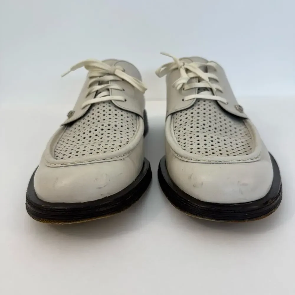 Gianni Versace Vintage Perforated Leather Lace-Up Shoes Brogues White Men's 11